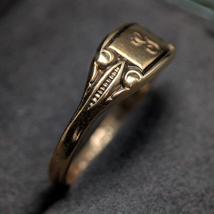 10K GF ゴールドフィルド ヴィンテージ シグネットリング イニシャル