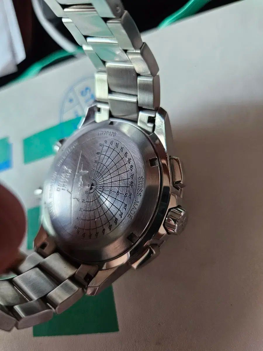 ハミルトン カーキ エクス ウィンド GMT クロノ クオーツ 46 mm ブラック メタル メンズ 時計