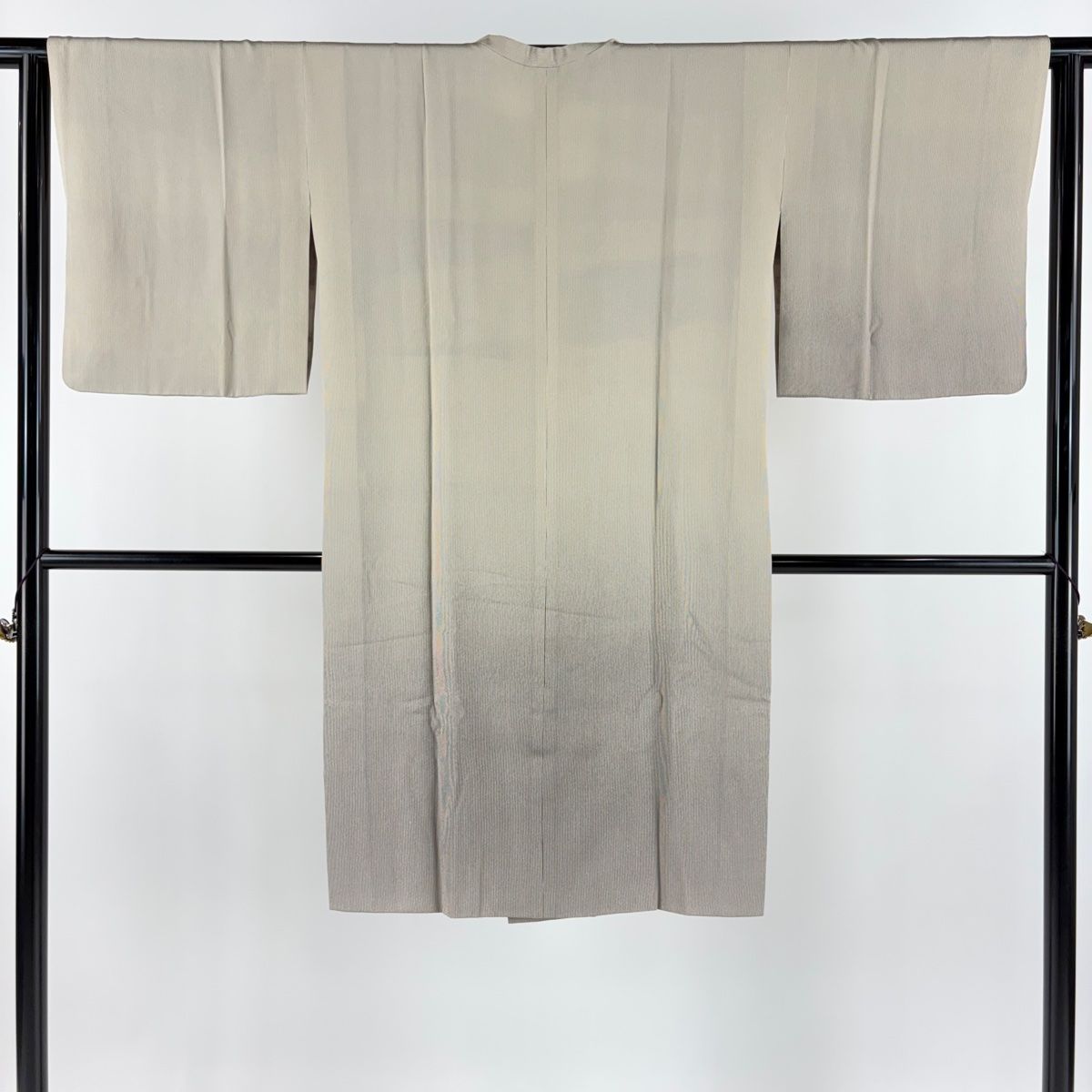 道行 身丈110cm 裄丈63cm S 和装コート 角衿 万筋 裾ぼかし ベージュ 正絹