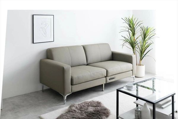 幅174cm USB-コンセント ポケットコイル 3人掛けソファ 幅174cm PVCレザー生地