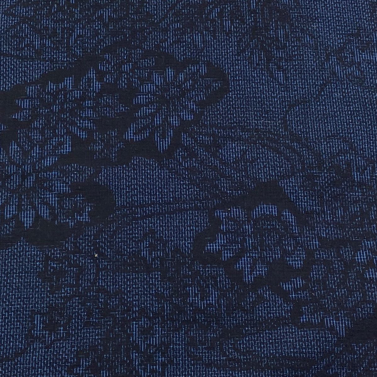 反物 秀品 紬 証紙 草花 雲文 紺色 正絹