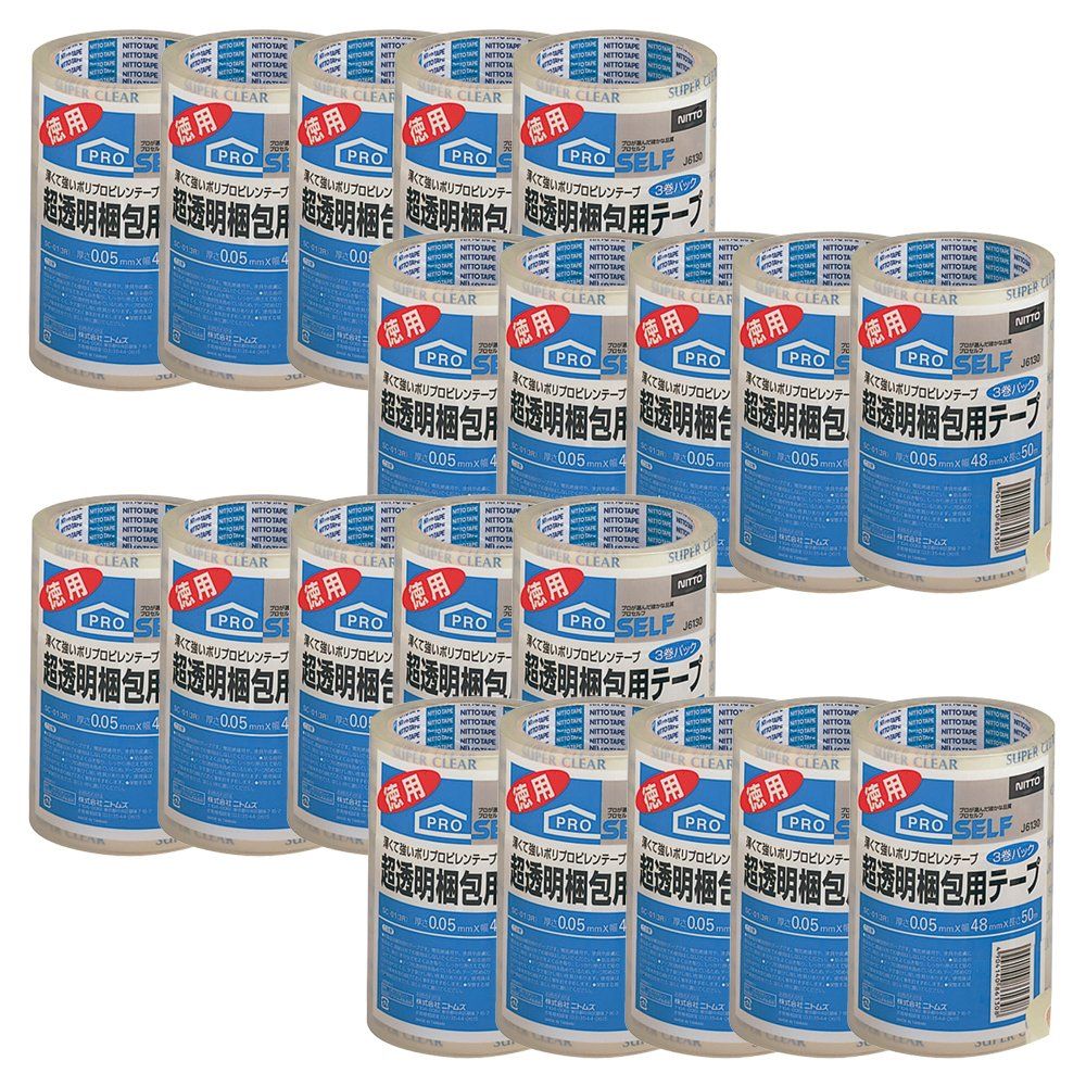 ニトムズ 超透明梱包用テープ SC‐01 48mm×50m 3巻入り J6130 20パック