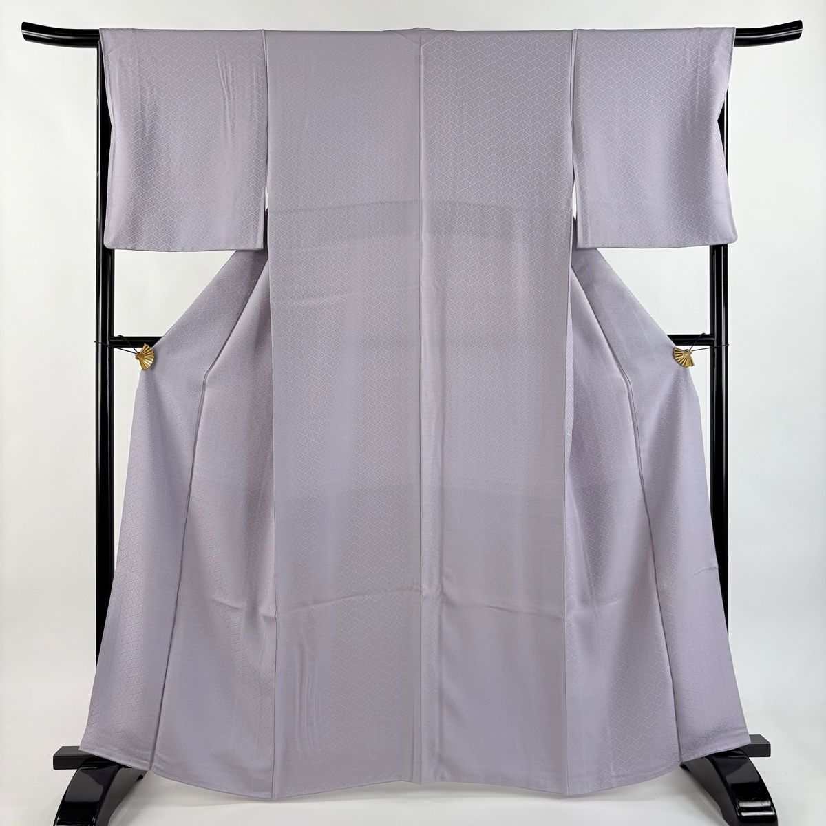 色無地 身丈161.5cm 裄丈67cm M 袷 地紋 薄紫 正絹 名品 一つ紋