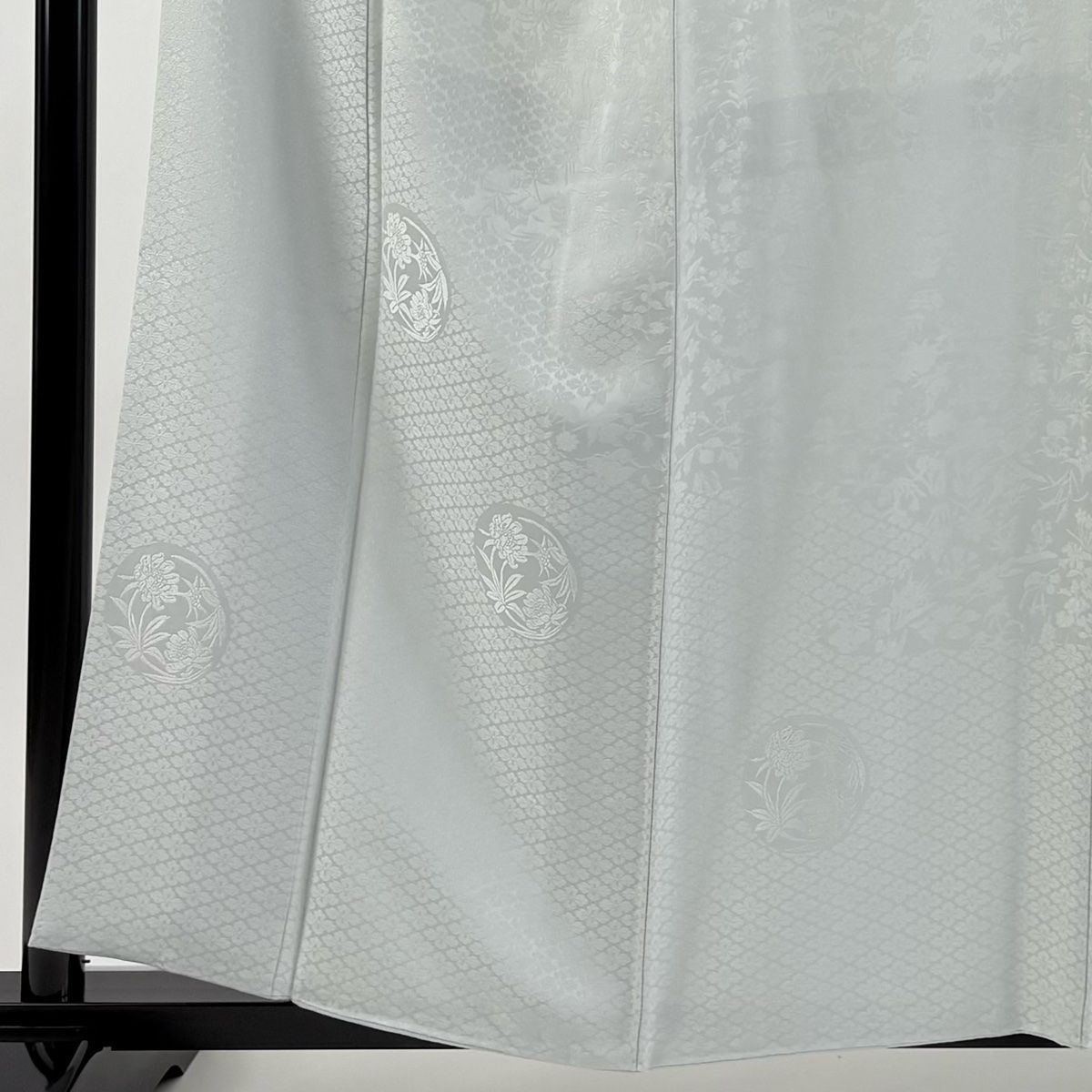 色無地 身丈158cm 裄丈63.5cm S 袷 ほていや 地紋 灰白 正絹