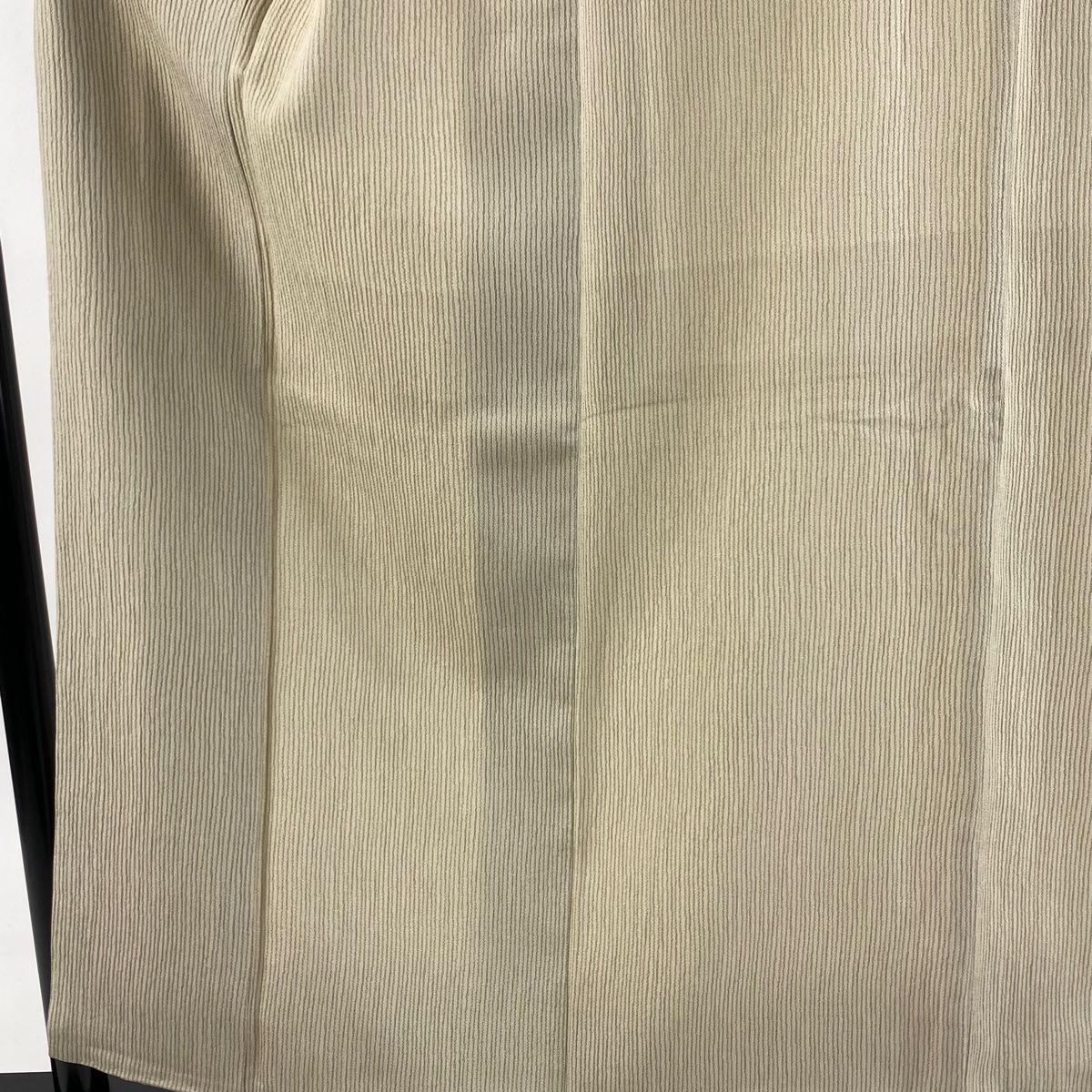 お召 身丈157cm 裄丈65cm M 袷 落款 縦縞 ベージュ 正絹