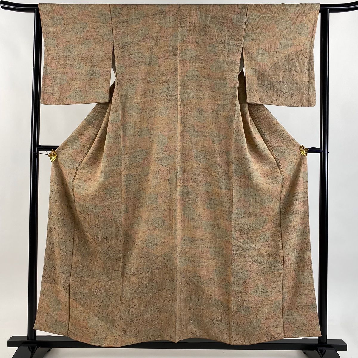 付下げ 身丈157.5cm 裄丈63cm S 袷 幾何学模様 薄茶色 正絹 秀品