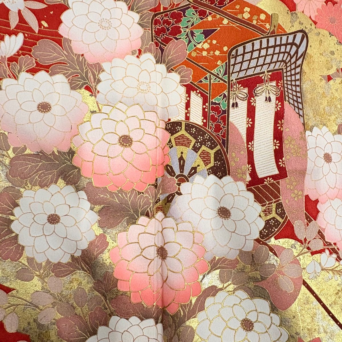 振袖 身丈156cm 裄丈63cm S 袷 御所車 松竹梅 金糸 金彩 赤 正絹 美品 秀品 中古 振袖 身丈156cm 裄丈63cm S 袷 松竹梅 御所車 金糸 金彩 オレンジ 正絹