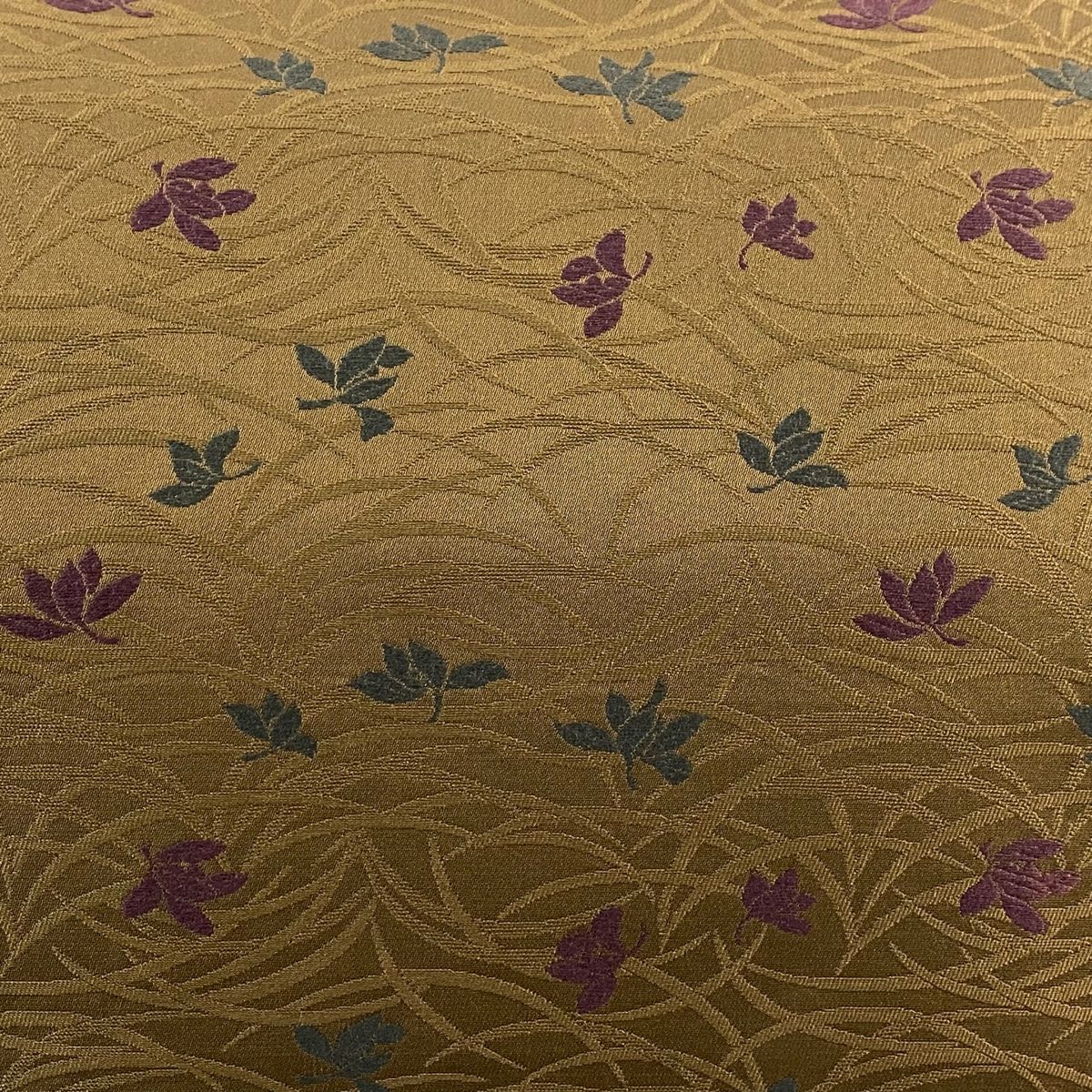 袋名古屋帯 秀品 こむさでもーど 草花 地紋 茶色 正絹