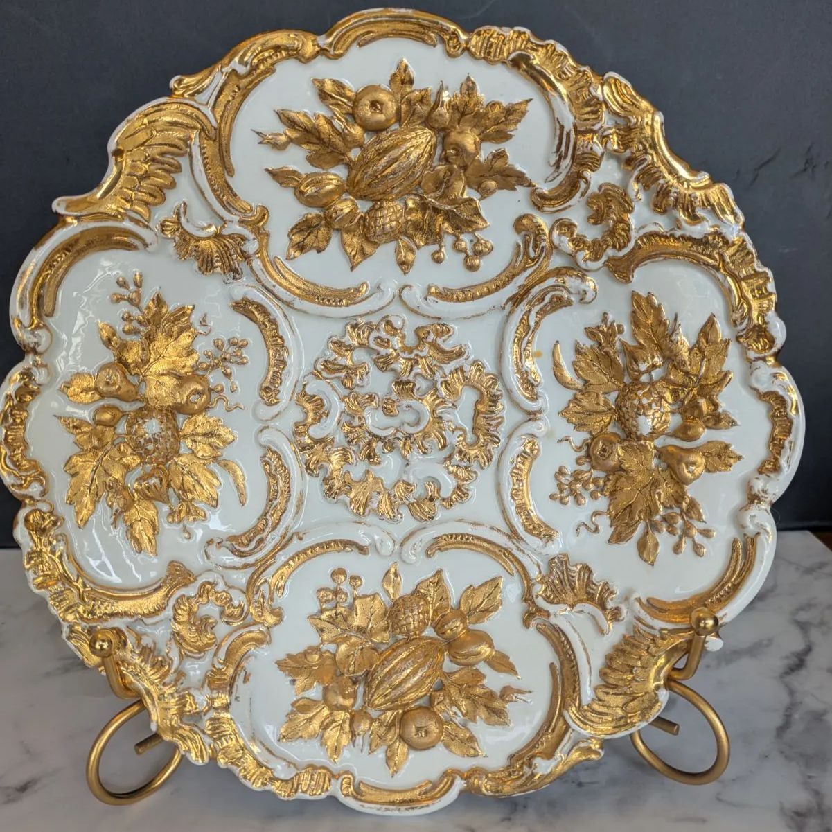 23cm マイセン MEISSENゴールドレリーフ キャビネットプレート ロココ