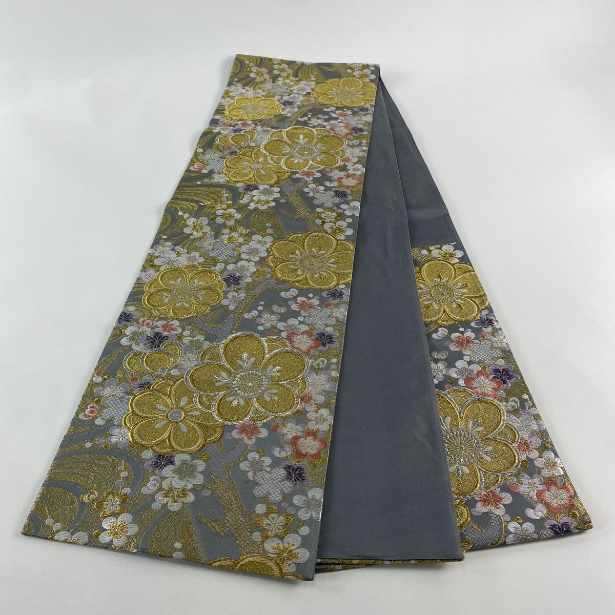 袋帯 秀品 梅 流水 唐織 金銀糸 灰色 六通 正絹 【中古】 - メルカリ