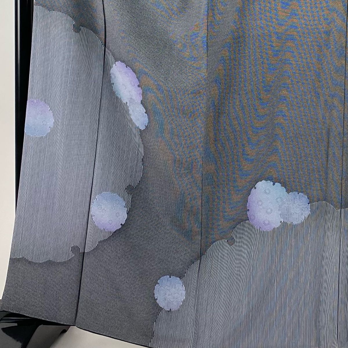 付下げ 身丈162cm 裄丈68.5cm L 袷 袋帯セット 落款 雪輪 松竹梅 黒灰 正絹