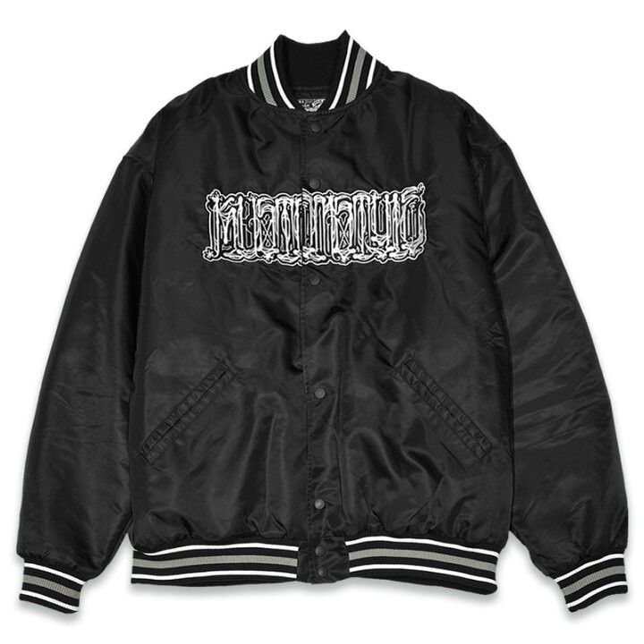 KUSTOMSTYLE カスタムスタイル KSHWJ2520BK CHAVO LOGO NYLON STADIUM JACKET BLACK ナイロンスタジアムジャケット