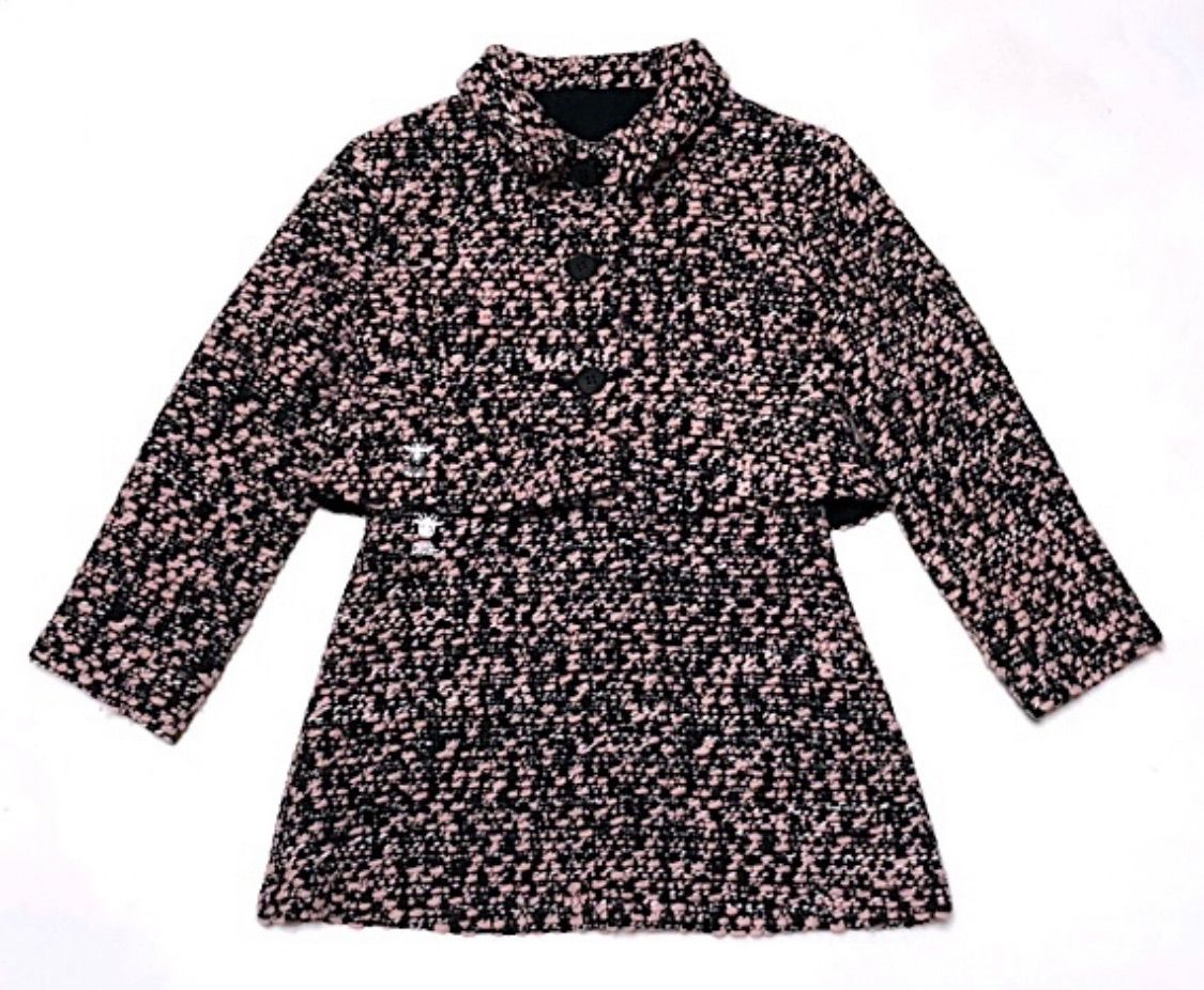 品 早い者勝ち Dior キッズ ツイード セットアップ 6A|120 ジャケット スカート ピンク 黒 BEE刺繍 フォーマル 入学式 2A48