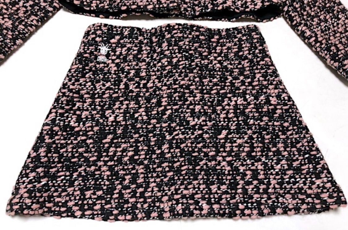  品 Dior キッズ ツイード セットアップ 6 A 120 ジャケット スカート ピンク 黒 BEE刺繍 フォーマル 入学式 2 48 その他 フォーマル ドレス スーツ
