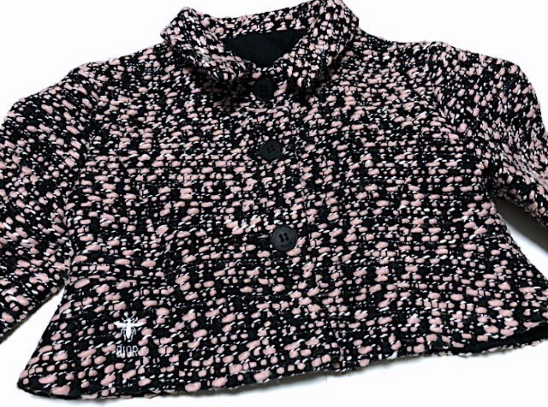 です Dior キッズ ツイード セットアップ 4 A 110 ジャケット スカート ピンク 黒 BEE刺繍 フォーマル 入学式 2 48