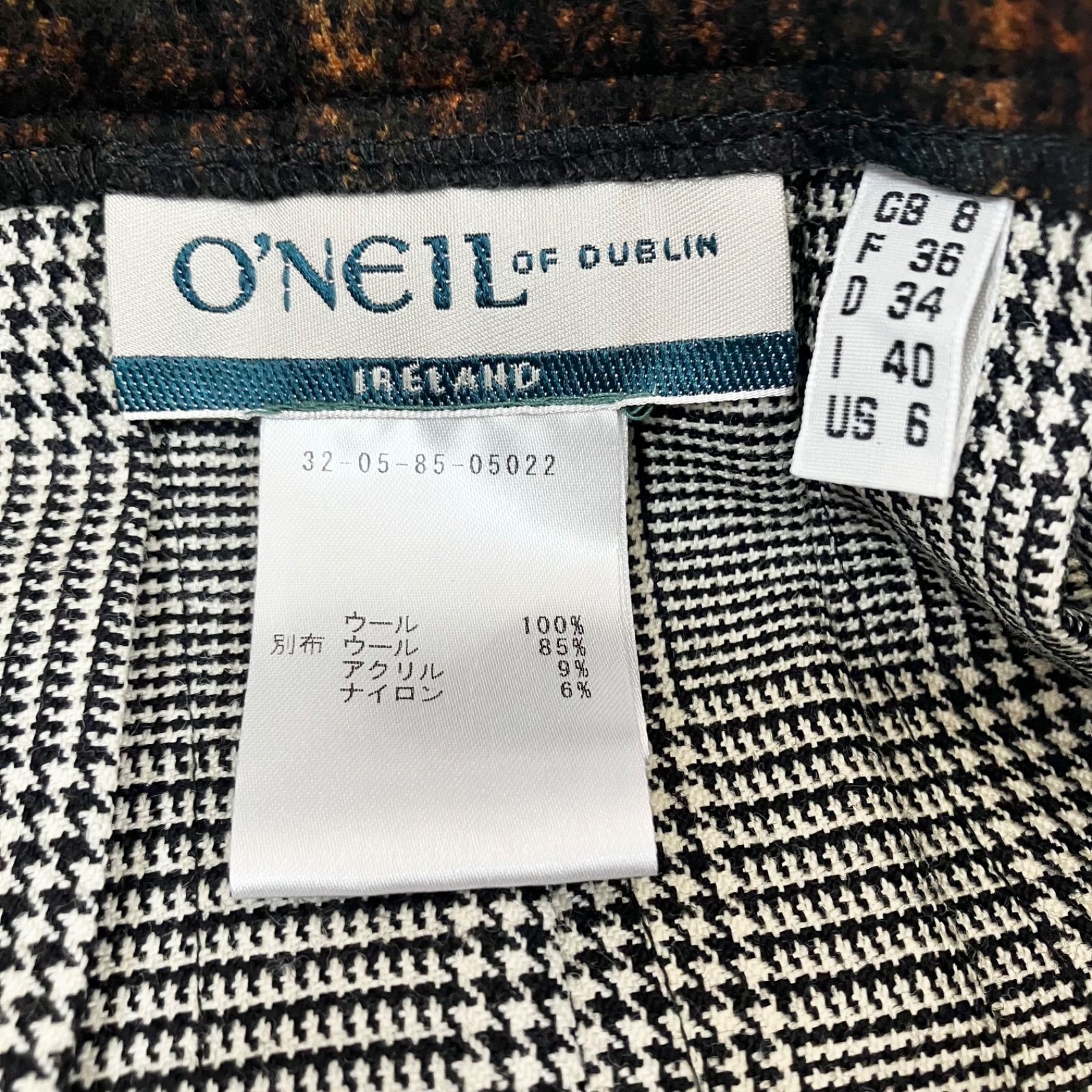 O’NEIL of DUBLIN パッチワーク キルト プリーツ マキシスカート GB8 US6 ブラウンチェック グレーチェック オニールオブダブリン ウーステッドウール トゥモローランド 32058505022 GULLKHAN_COM