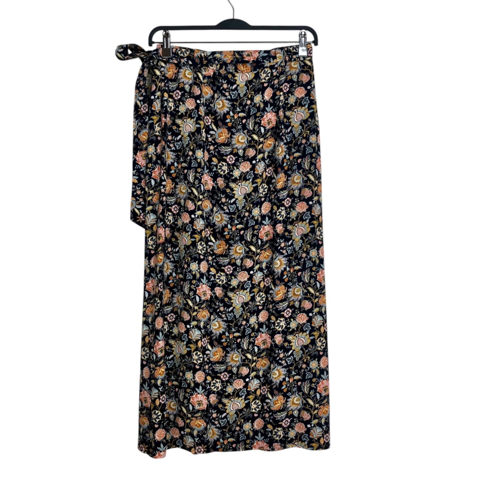 THE SHINZONE ORIENTAL FLOWER WRAP SKIRT 34 ブラック 黒 花柄 シンゾーンオリエンタルフラワー ラップスカート 巻きスカート 24SMSSK05