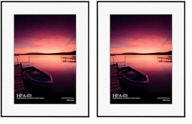 ハクバ HAKUBA 額縁 アルミ HFA-03 A3 アクリル板 ブラック ホワイトマット HFA-03BWM-A3 × 2