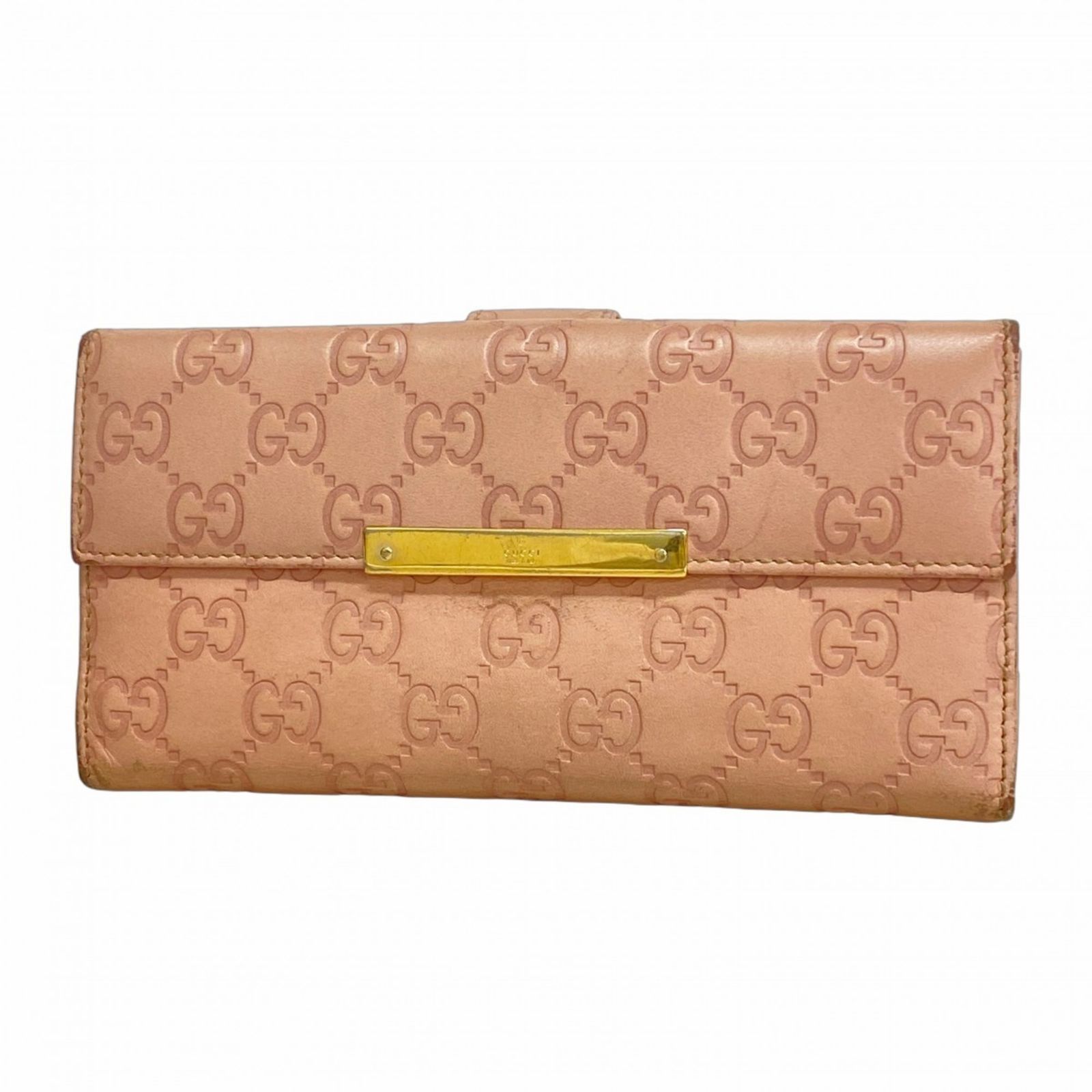グッチ Gucci グッチ 長財布 グッチシマ 112715 レザー ピンク レディース