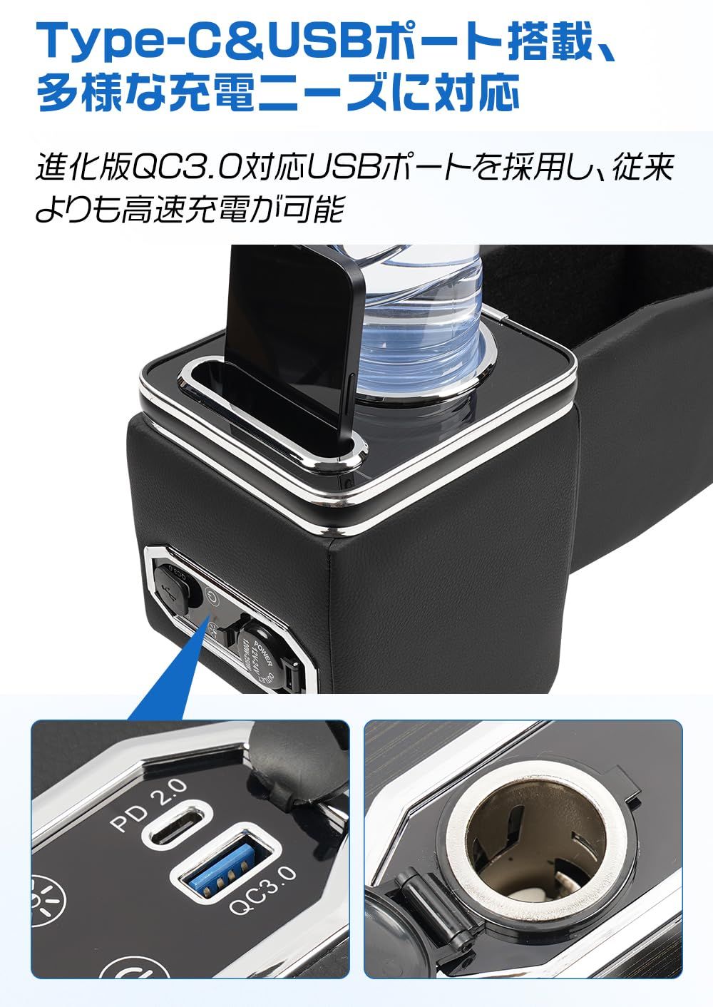 コンソールボックス スズキ エブリイワゴン DA17V DA17W アームレスト付き 7色LED呼吸ランプ搭載 車内収納ボックス ドリンクホルダー＆スマホスタンド付き カスタムパーツ 取付簡単 車中泊 夜間ドライブ対応 BRIGHTFACE_UK