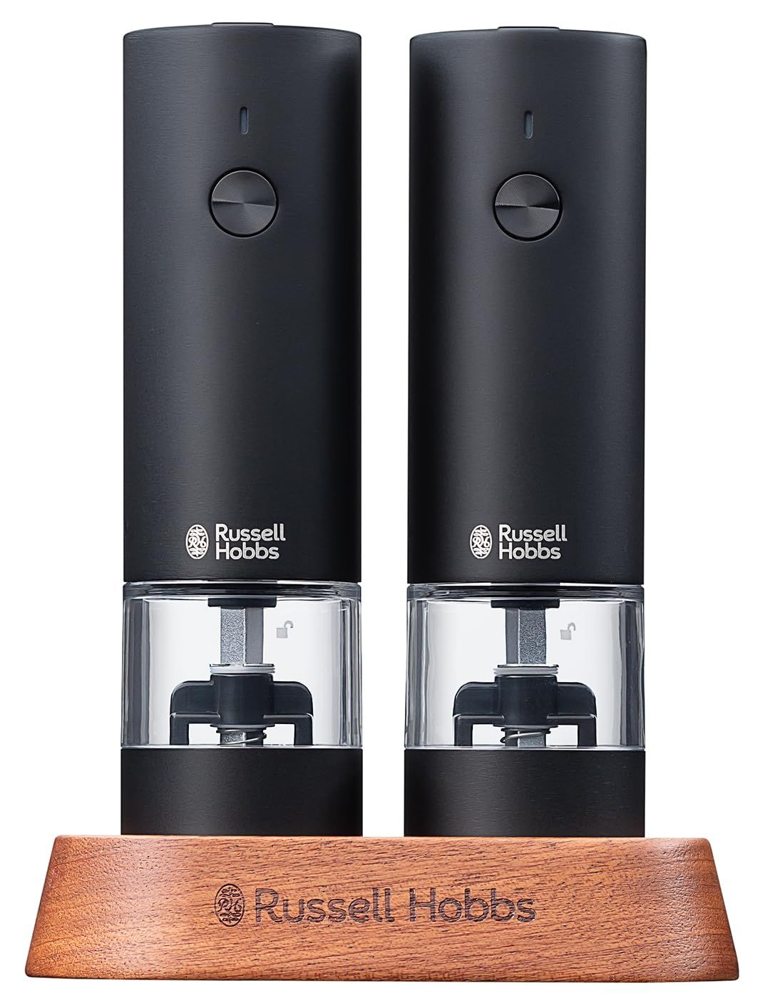 公式 Russell Hobbs ラッセルホブス 充電式ミル ソルト-ペッパー 2本セット ブラック 7942JP-BK 3ヶ月延長 黒胡椒 岩塩 片手操作 キャンプ プレゼント ギフト キッチン家電 モダン シンプル
