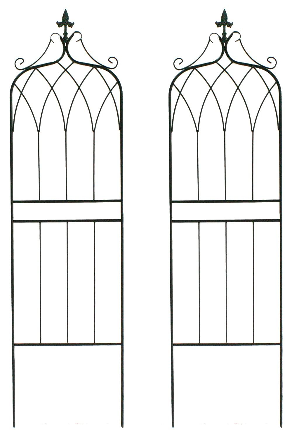 ガーデンガーデン アイアン エレガント ラウンドトップ フェンス トレリス ロータイプ 2枚セット ブラック ERF-148-2P-BLK
