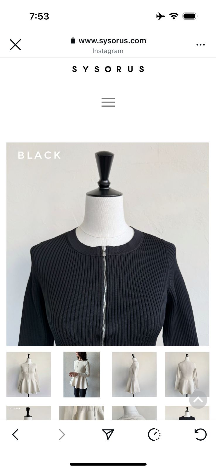 シソラス sysorus ペプラムジップカーディガンジャケット　新品未使用 おまけ付きSYSORUS（シソラス）ぺプラムカーディガンLUGER by