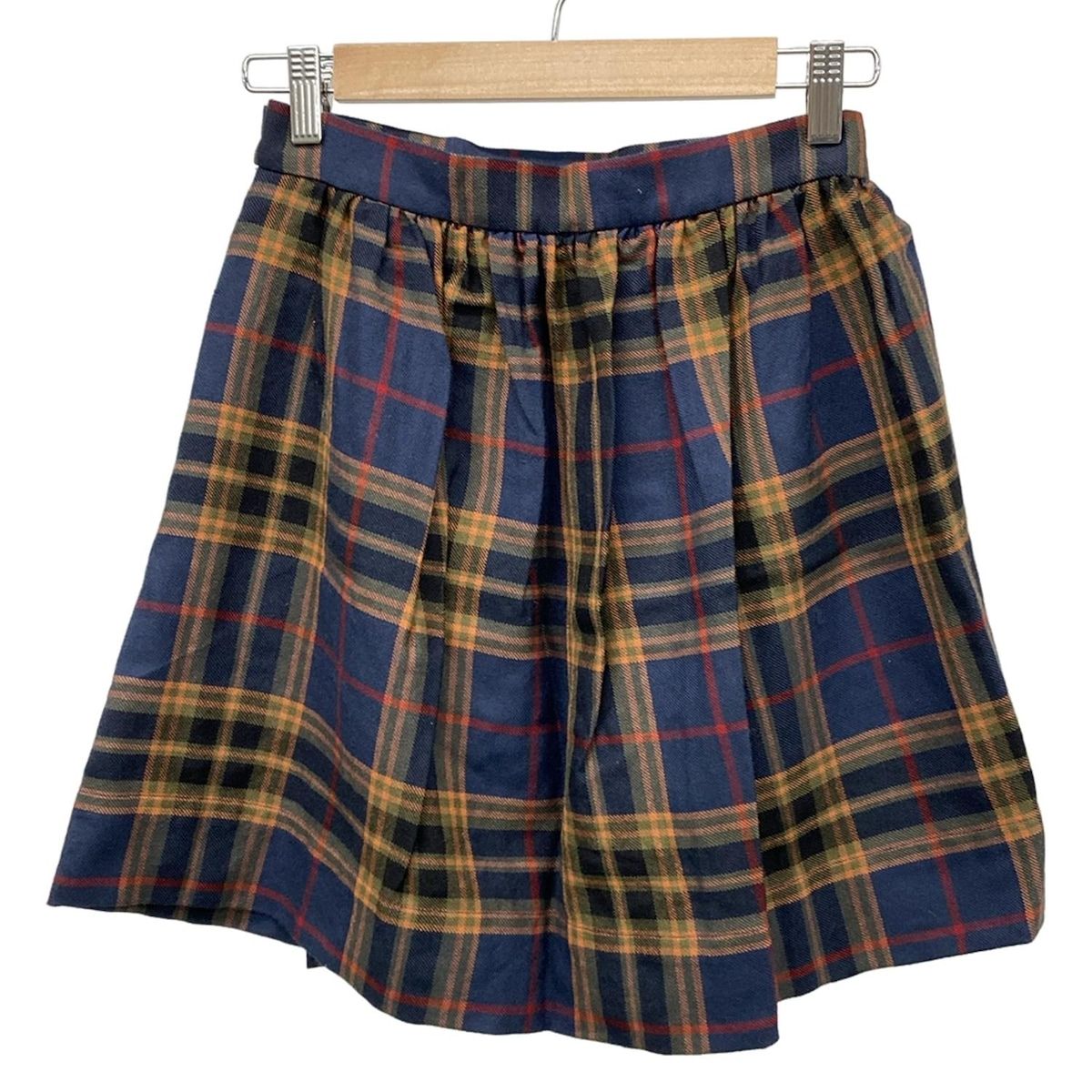 ヴィヴィアンウエストウッドレッドレーベル ミニスカート サイズ2 M レディース ネイビー×オレンジ×マルチ チェック柄
