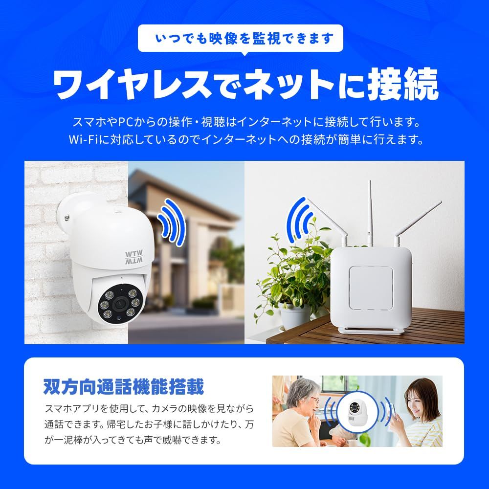  WTW塚本無線 防犯カメラ みてるちゃん123 Wi-Fi 屋外 屋内 見守りカメラ ペットカメラ ベビー ワイヤレス 夜間撮影 パンチルト SDカード スマホで監視 意匠登録済 内蔵アンテナ WTW-W 2859 Y ベビーモニター ベビー用セーフティグッズ