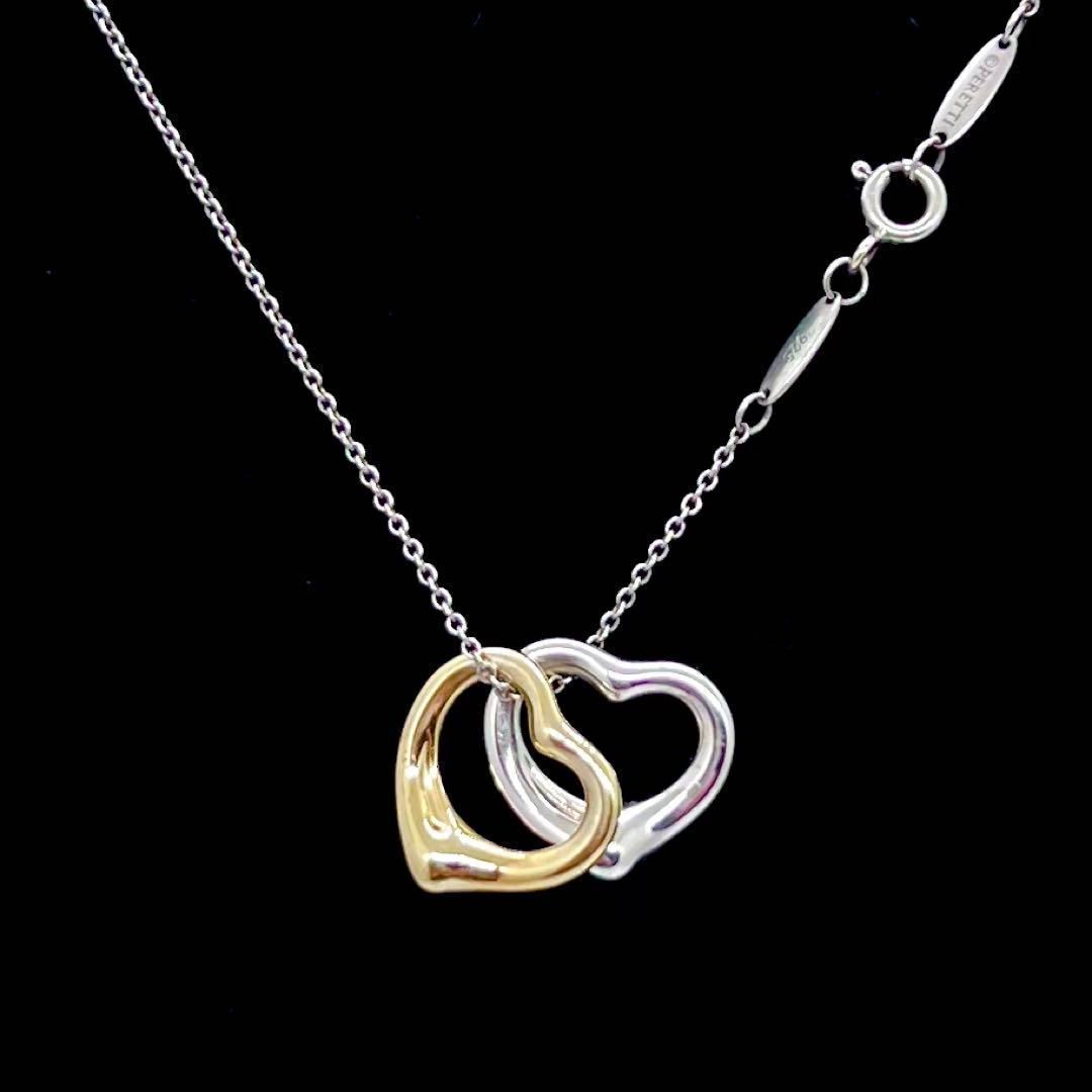 美品☆Tiffany & Co. ティファニー ダブルオープンハート ネックレス