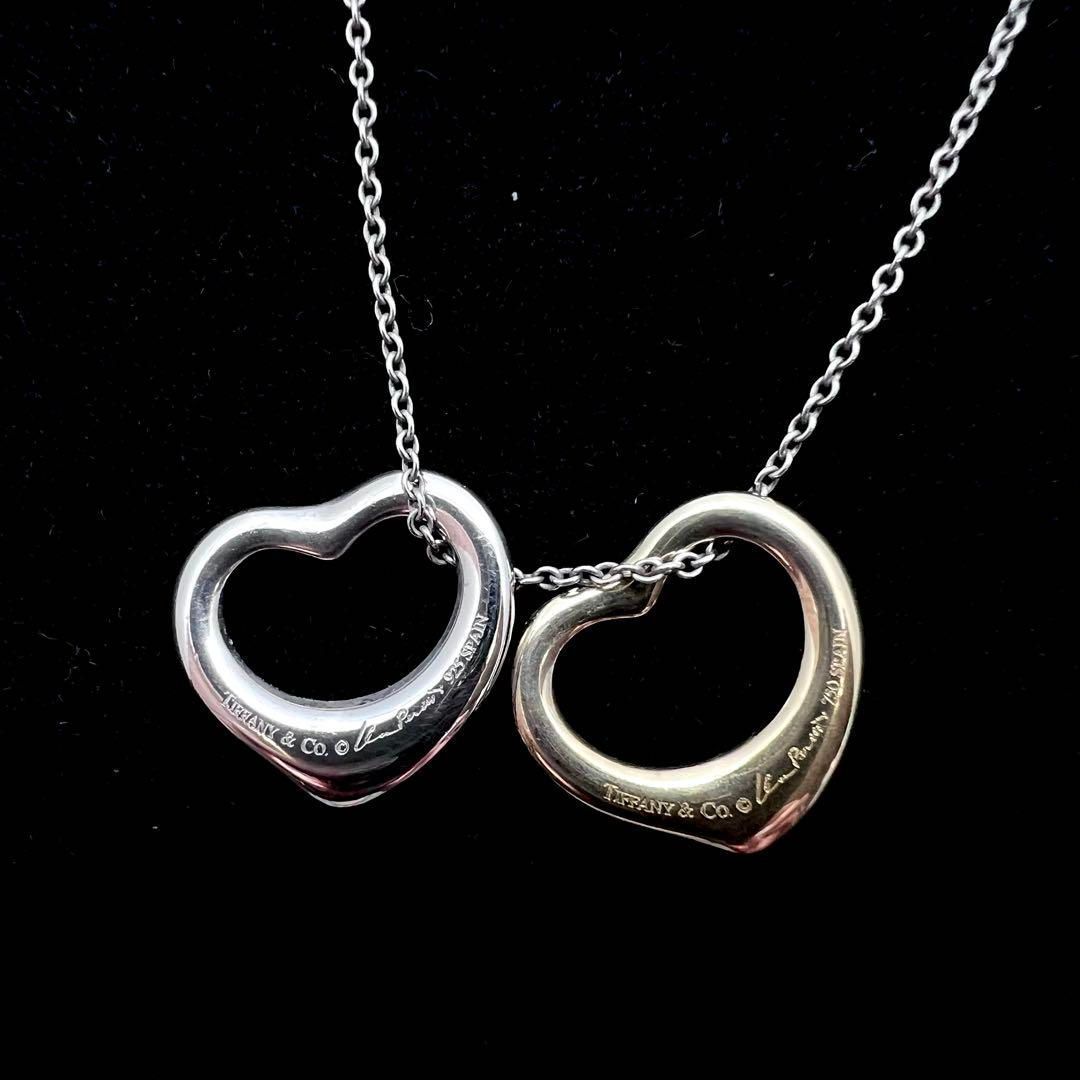 美品☆Tiffany & Co. ティファニー ダブルオープンハート ネックレス