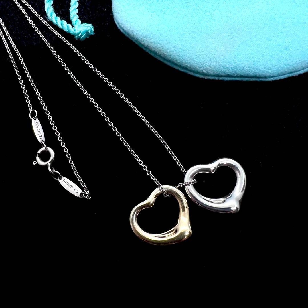 美品☆Tiffany & Co. ティファニー ダブルオープンハート ネックレス