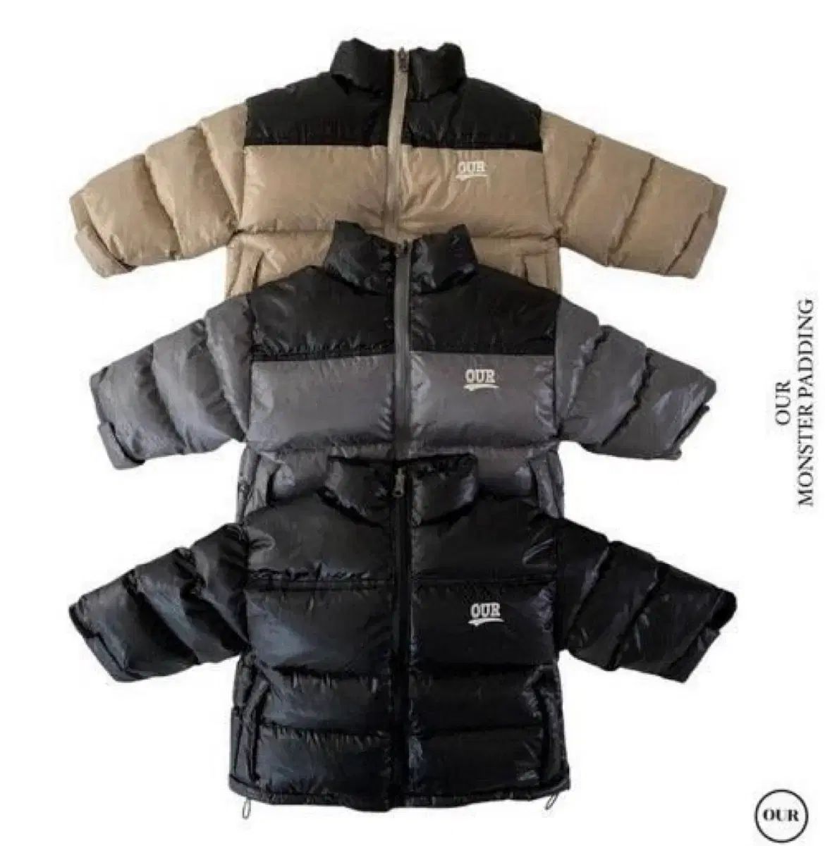 アワー キッズ MONSTER ダウン ベージュ|グレー
