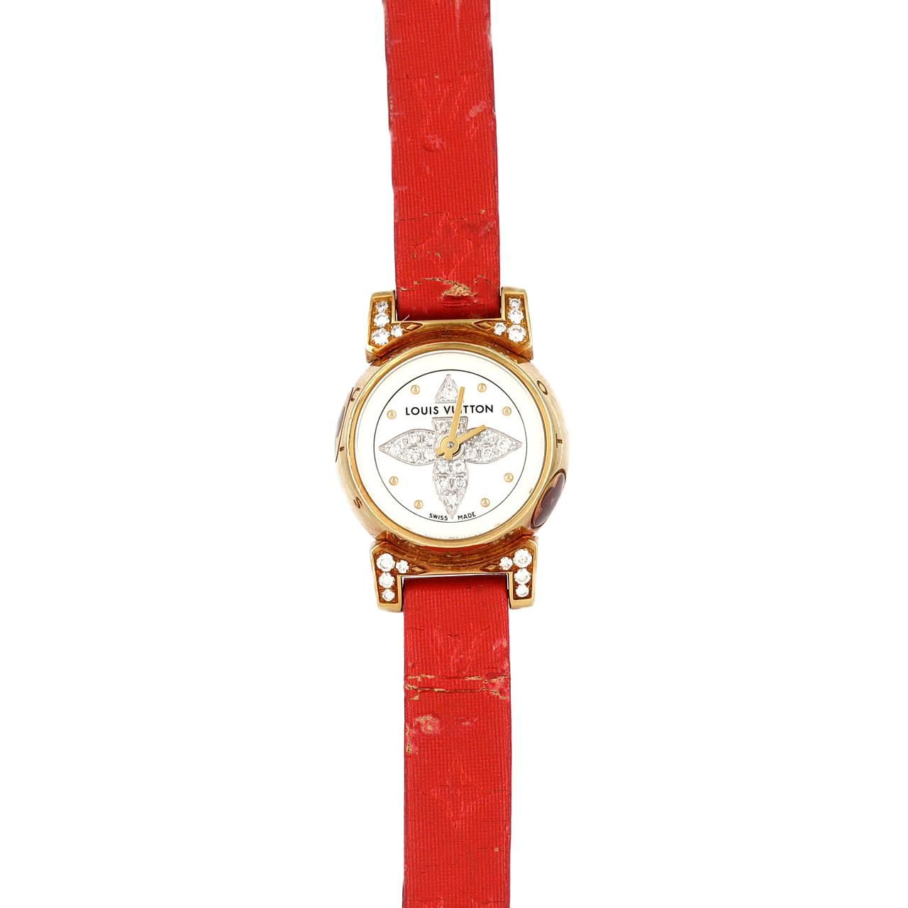 ルイヴィトン タンブールビジュルージュ YG･センターパヴェ･ラグD Q151L YG クォーツ