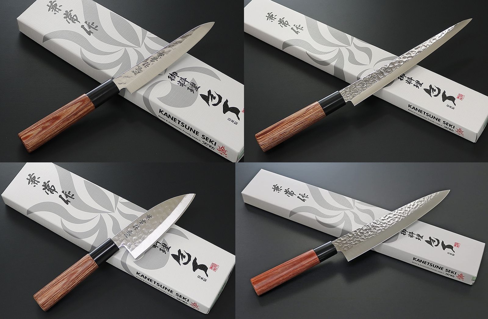 包丁 KC-954 ペティナイフ KC-955 筋引 KC-956 小出刃 KC-957 牛刀セット 兼常作 ステン1K6 槌目磨き