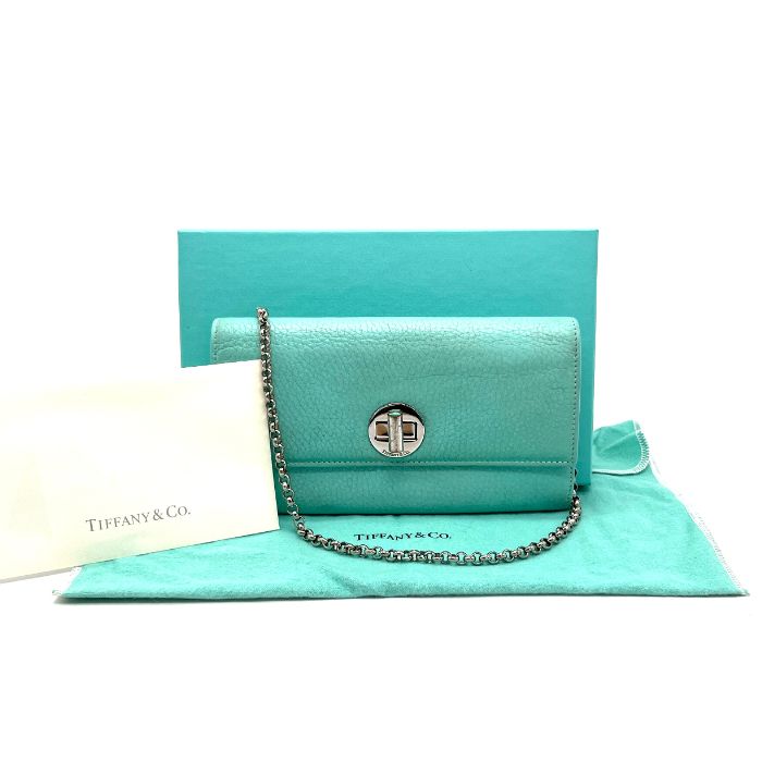 Tiffany & co ティファニー レザー チェーン ウォレット eH0550N