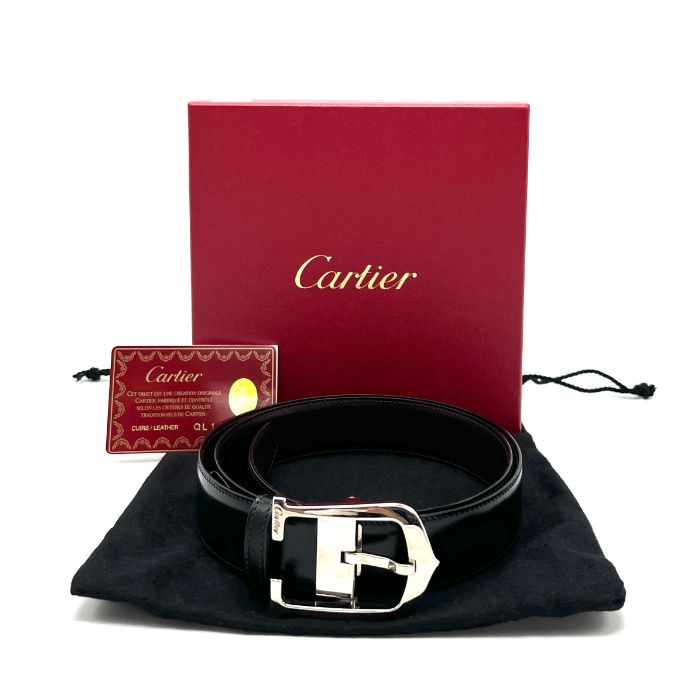 中古】美品 Cartier カルティエ C モチーフ バックル ベルト レザー