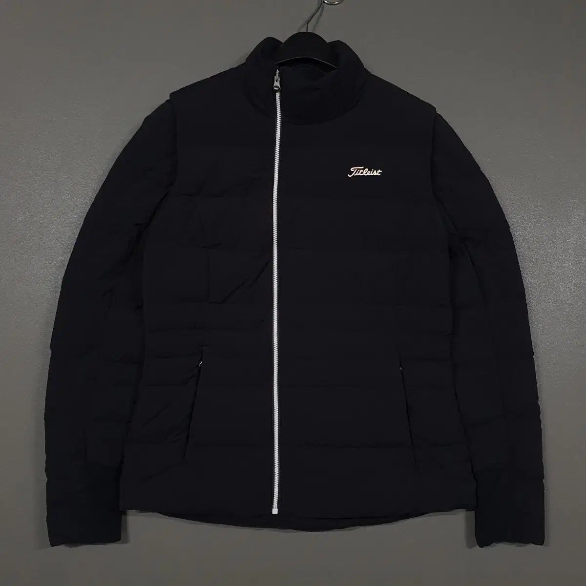 レディース S 85 Titleist タイトリスト ゴルフ 斜めボーダー ジッパー 軽量 ダウン アウター ジャケット ブラック