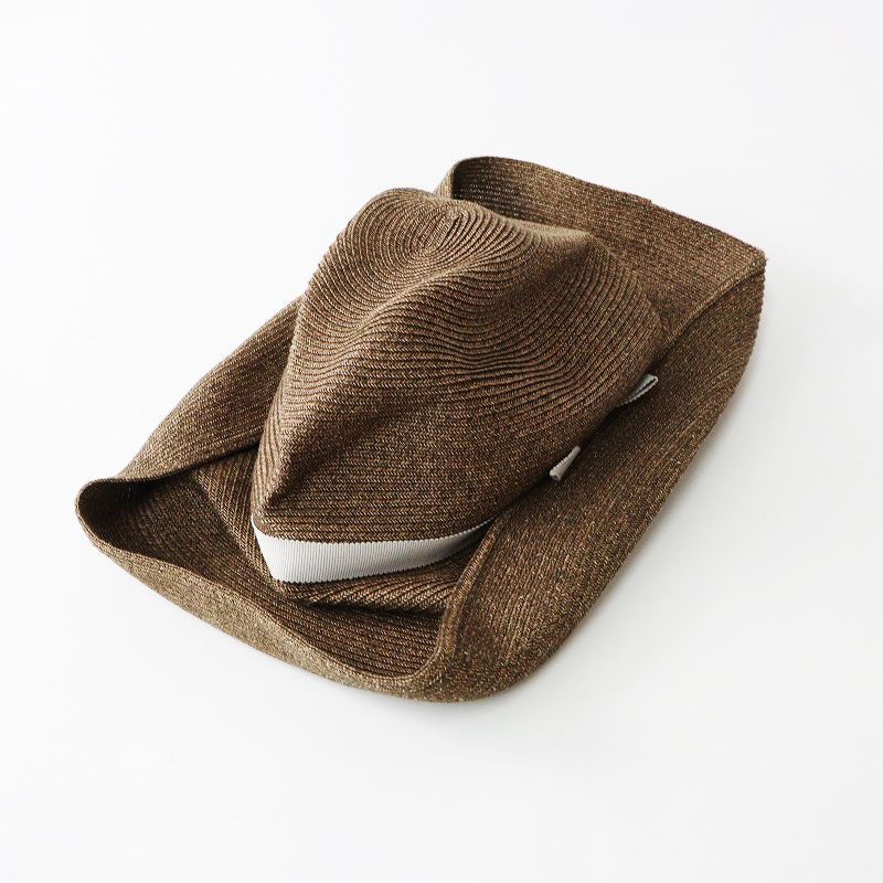 マチュアーハ mature ha. MBOX-101 BOXED HAT 11cm brim grosgrain ribbon ボックスハット ブラウン 2400014653953