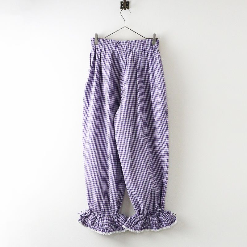 定価27500円 2025Springカタログ掲載品 ピンクハウス PINK HOUSE ドビーギンガムチェックパンツ パープル┃ 2400014648027