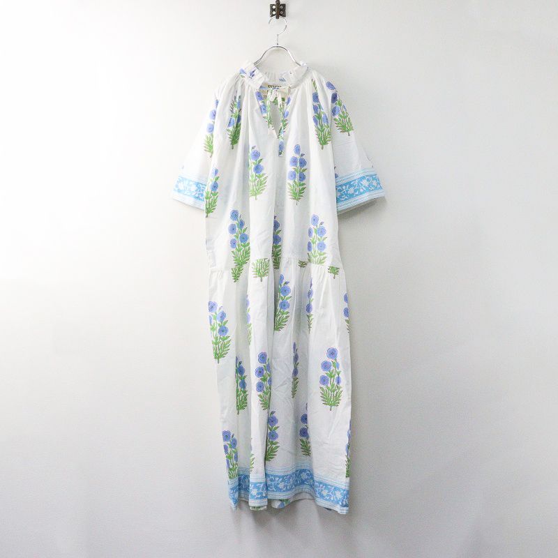 エスゼットブロックプリント SZ BLOCKPRINTS YUVA DRESS POPPY ワンピース S ホワイト ギャザー ドレス 2400014648676