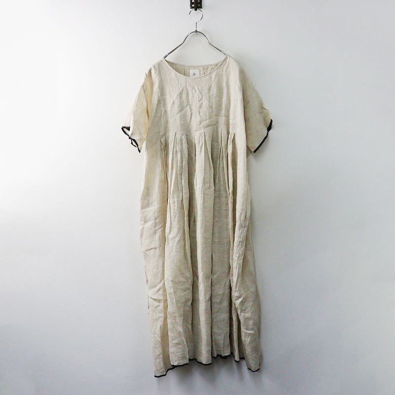 メゾンドソイル maison de soil リネン ノー タック Aライン ワンピース 2｜ベージュ トップス プルオーバー 2400014640564