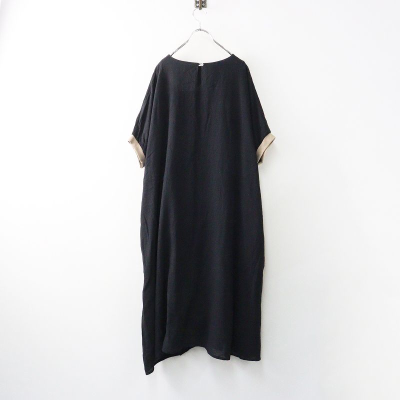 2025 SS マーブルシュッド marble SUD コットンボイル 袖口リブワンピース ｜ブラック トップス バイ