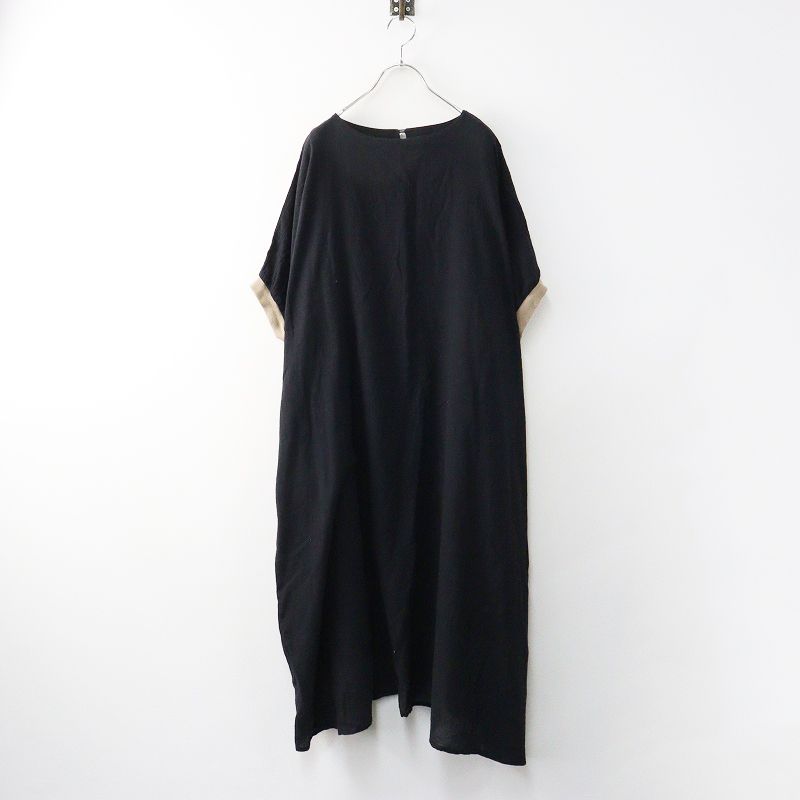 2025SS マーブルシュッド marble SUD コットンボイル 袖口リブワンピース ｜ブラック トップス バイ 2400014650549