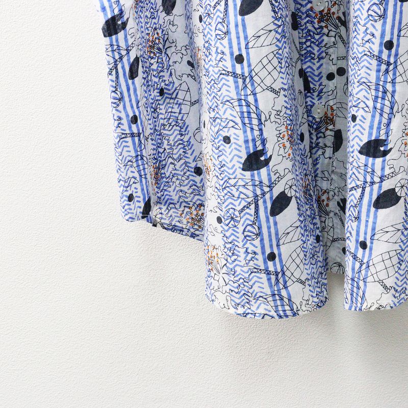 マーブルシュッド marble SUD サルスベリ ストライプ シャツ ワンピース |ホワイト ブルー トップス 半袖