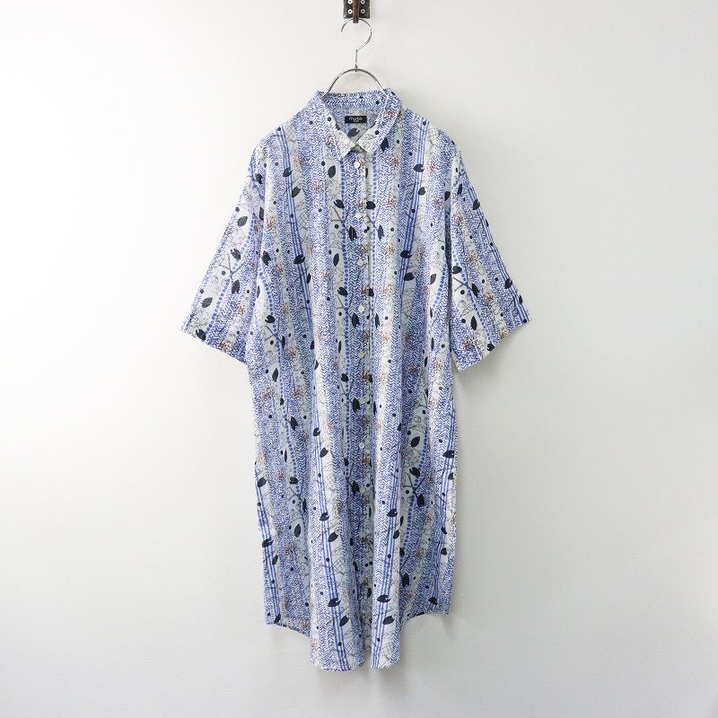 マーブルシュッド marble SUD サルスベリ ストライプ シャツ ワンピース ｜ホワイト ブルー トップス 半袖 2400014650587