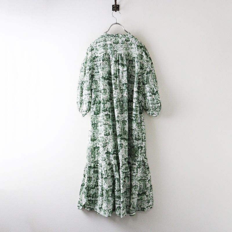 ユキエモン yukiemon フランシュリッペ バニーランドワンピース M グリーン ホワイト コットンリネン ドレス