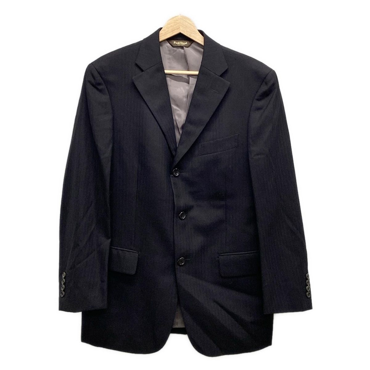 PaulStuart ポールスチュアート ジャケット メンズ - 黒 長袖 シャドーストライプ ネーム刺繍 秋 冬