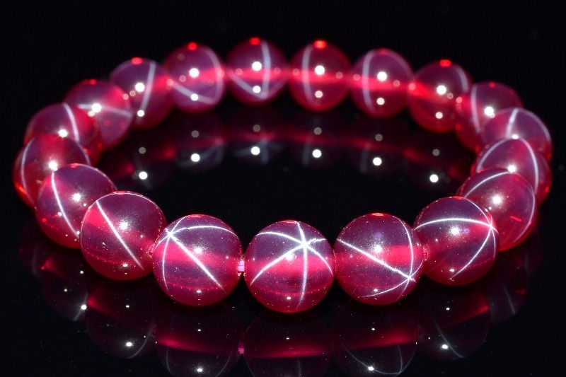 １点物 6条スター 合成スタールビー 10mm ブレスレット パワーストーン 天然石 _MB112