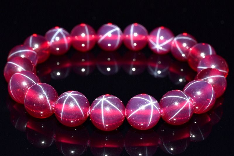 １点物 6条スター 合成スタールビー 10mm ブレスレット パワーストーン 天然石 _MB113